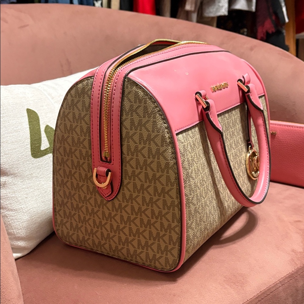 Michael Kors Pink and Brown Satchel - Picture 3 of 4